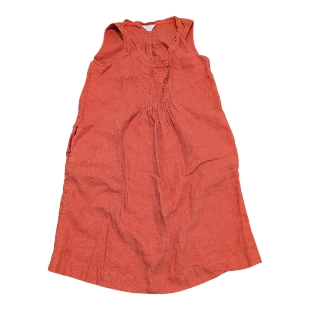 Garnet Hill A-Line Tank Dress Vibrant Blood Orange Linen Size 4